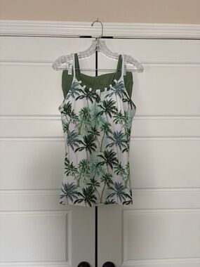 Women’s Swim Wear Palm Print Tank Top With Boy Shorts